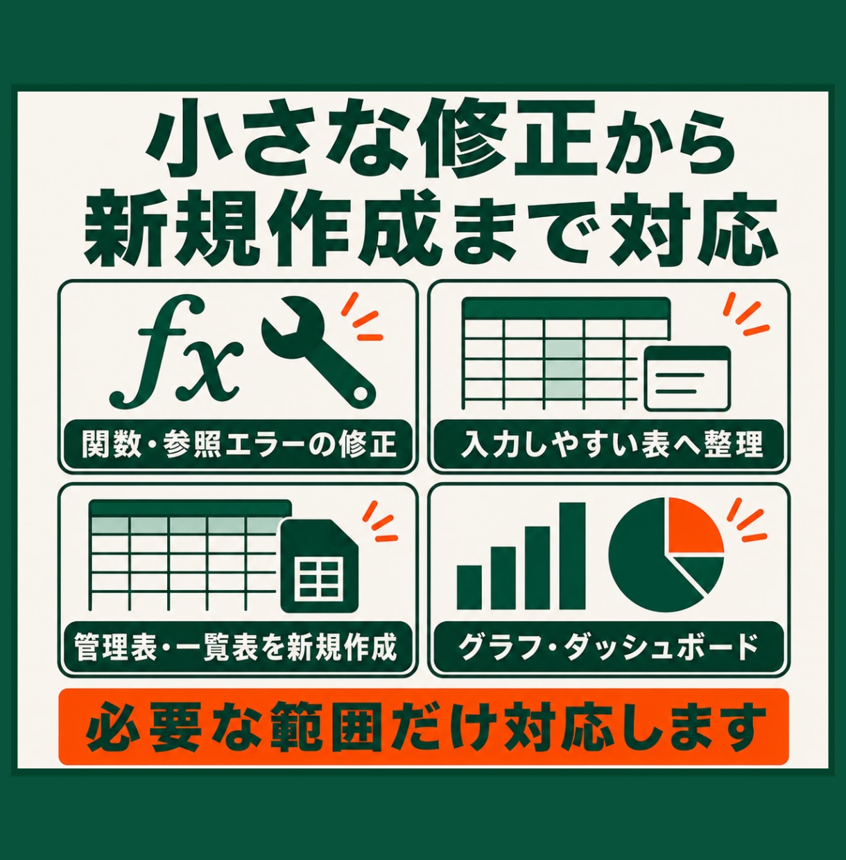 Excelの管理表を作成・修正します 小規模な修正から新規作成まで対応します イメージ3
