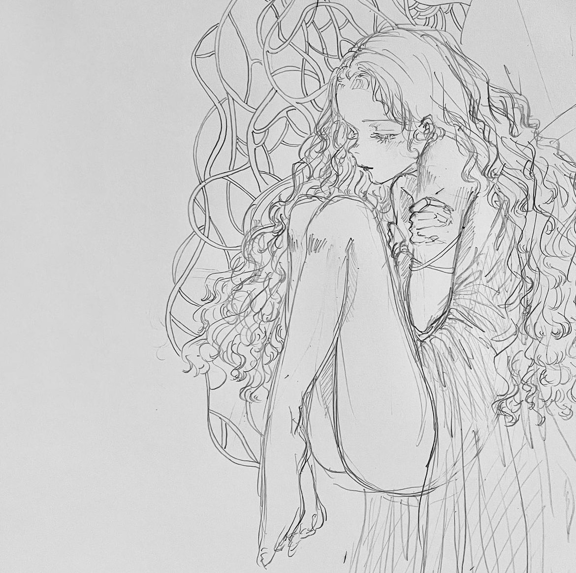 儚い線で、儚い女の子描きます 芸術学部卒が線画にて、柔らかく繊細な人物画を作成します！ イメージ1