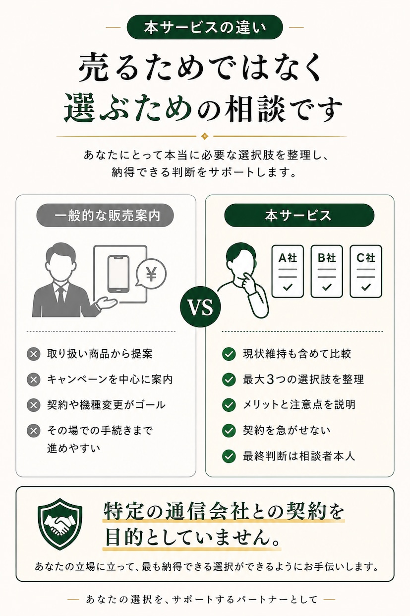 元携帯販売15年がスマホ代の削減余地を診断します 現状維持・プラン変更・乗換えを比較｜営業や勧誘はありません イメージ8