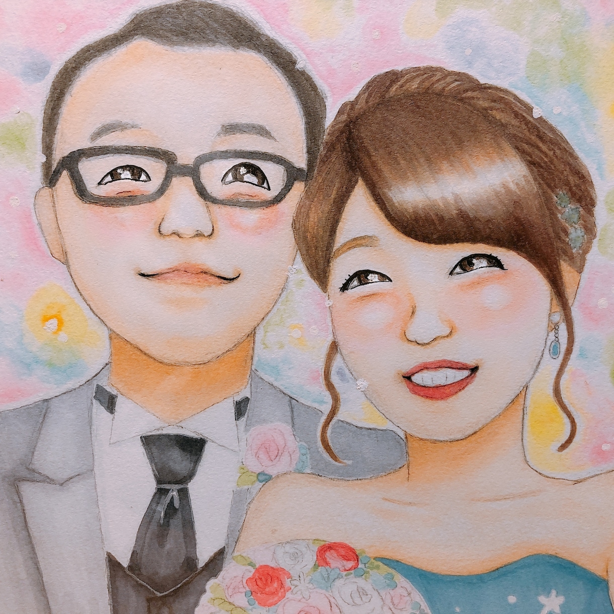 無料占い付き★Happyな似顔絵をお届けします 明るい色合いで♪結婚式/アイコン/大切な人へのプレゼントに◎ イメージ7