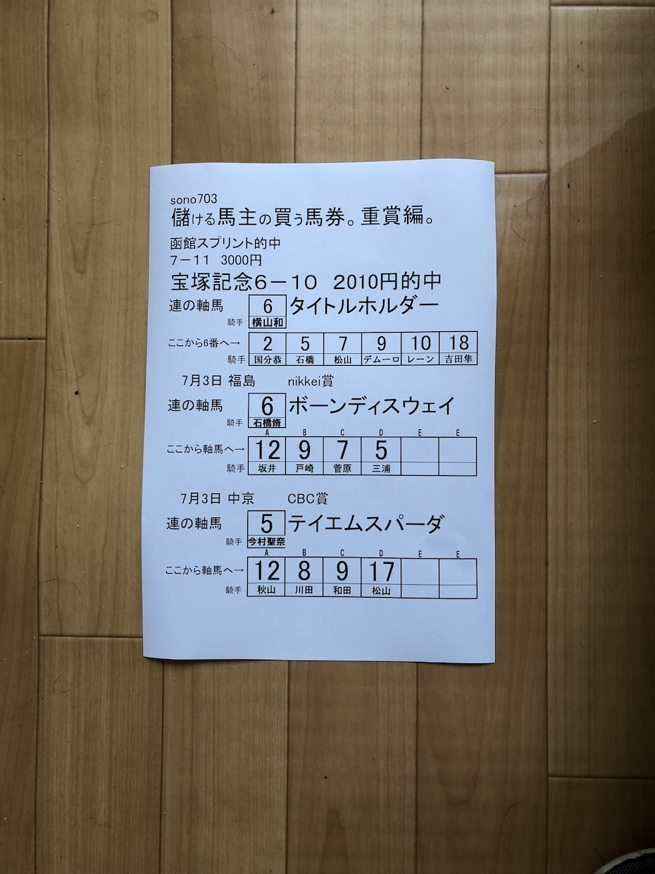 重賞レース予想公開中。高配当馬券の構築をしています 重賞レース。公開予想をしてます。予想のノウハウの販売です。 イメージ1