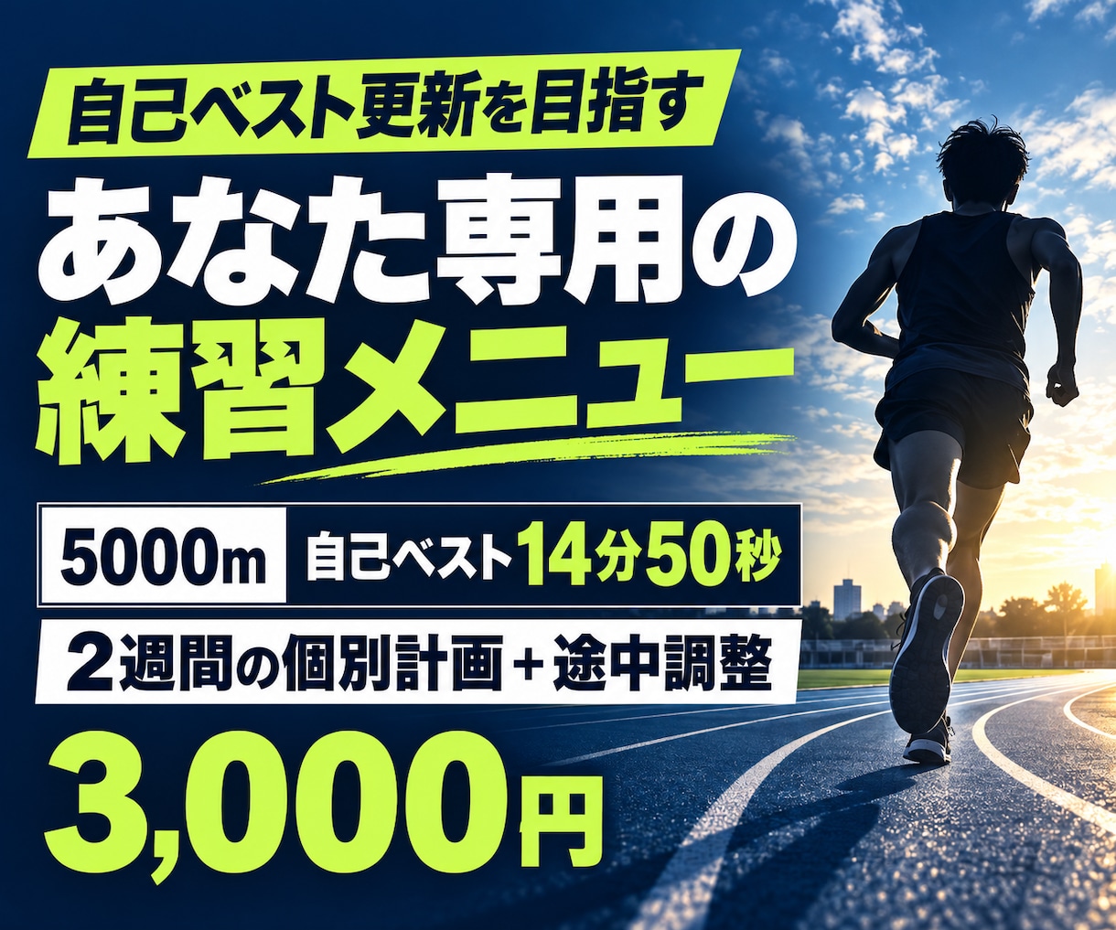 記録向上のための個別練習メニューを作ります 5000m14分台の競技経験｜練習分析・疲労確認・調整付き イメージ1