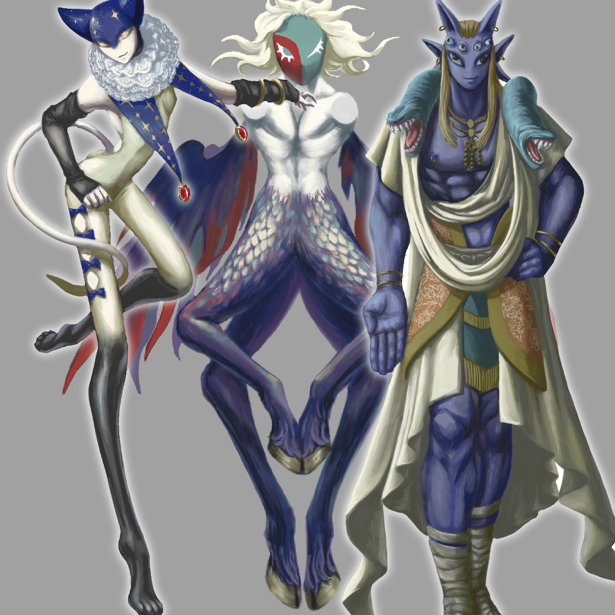 人外男性キャラデザイン・厚塗り立ち絵制作します ダークで幻想的なキャラクターをデザインから制作 イメージ1