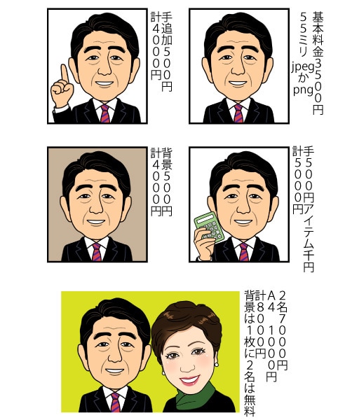 名刺、ビジネス、アイコン、プレゼントに作成します 感じのいい似顔絵1名様★追加料金で商用、ai納品可 イメージ5