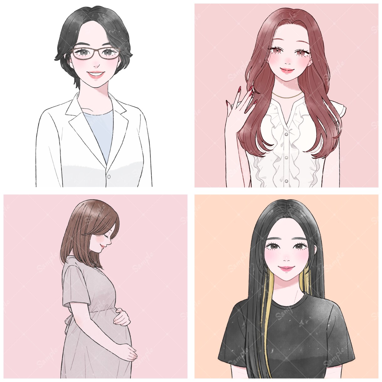 大人女性向け可愛い水彩風アイコンお安く作成します 商用無料！ビジネス／副業／アイコン／挿絵／名刺／プレゼント イメージ7