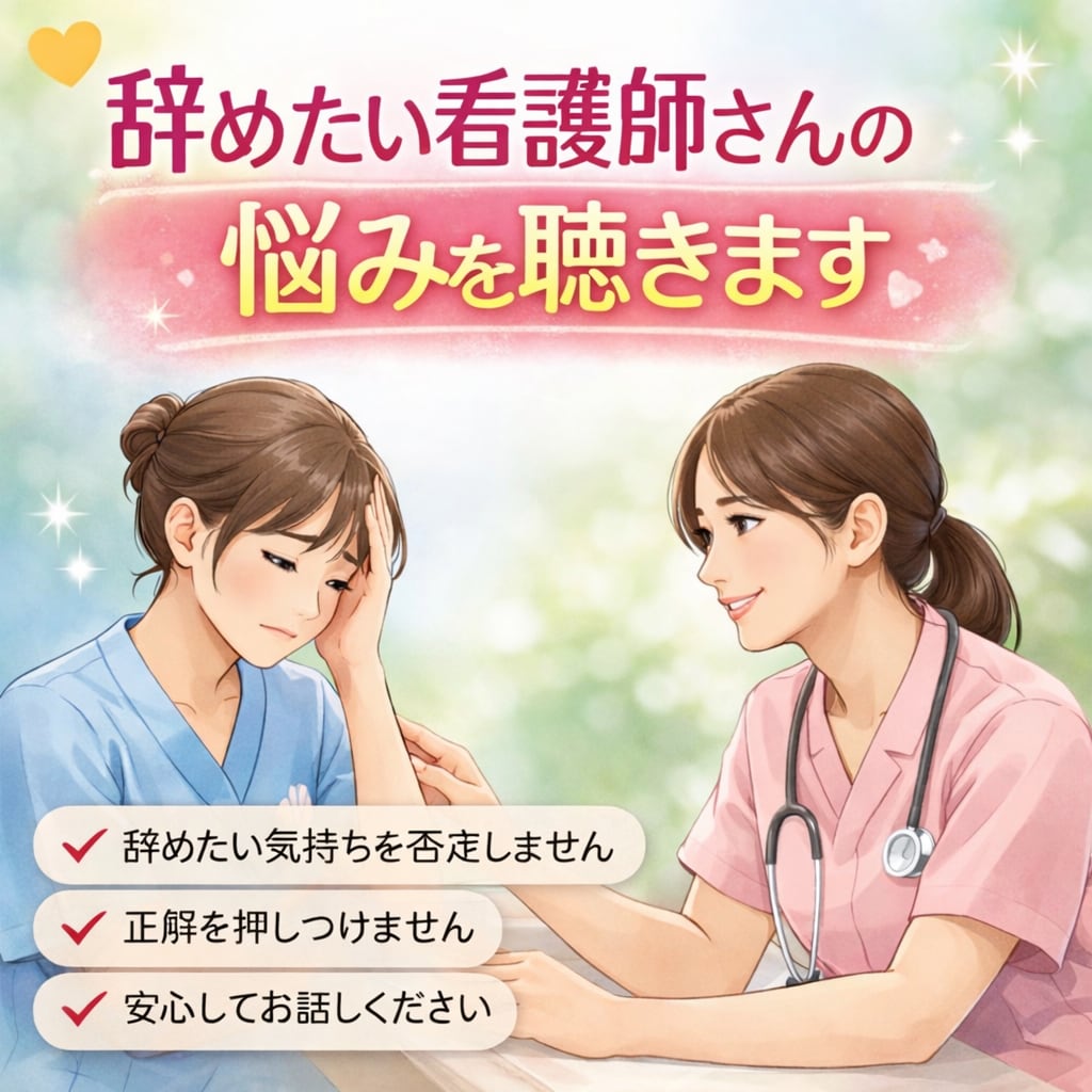 辞めたい看護師さんの悩みを聴きます 現役看護師が、否定せず・急がせず、お話をお聴きします。 イメージ1