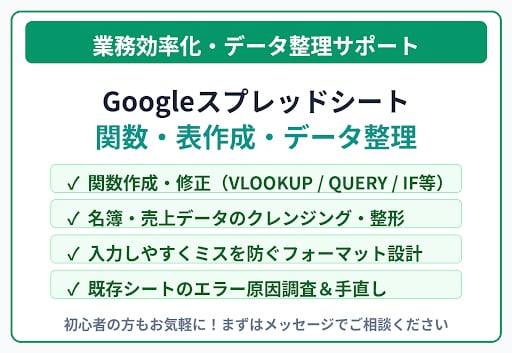 スプレッドシートの関数や表作成、データ整理します 日々の作業をもっと楽に！見やすく使いやすいシートに整えます イメージ1