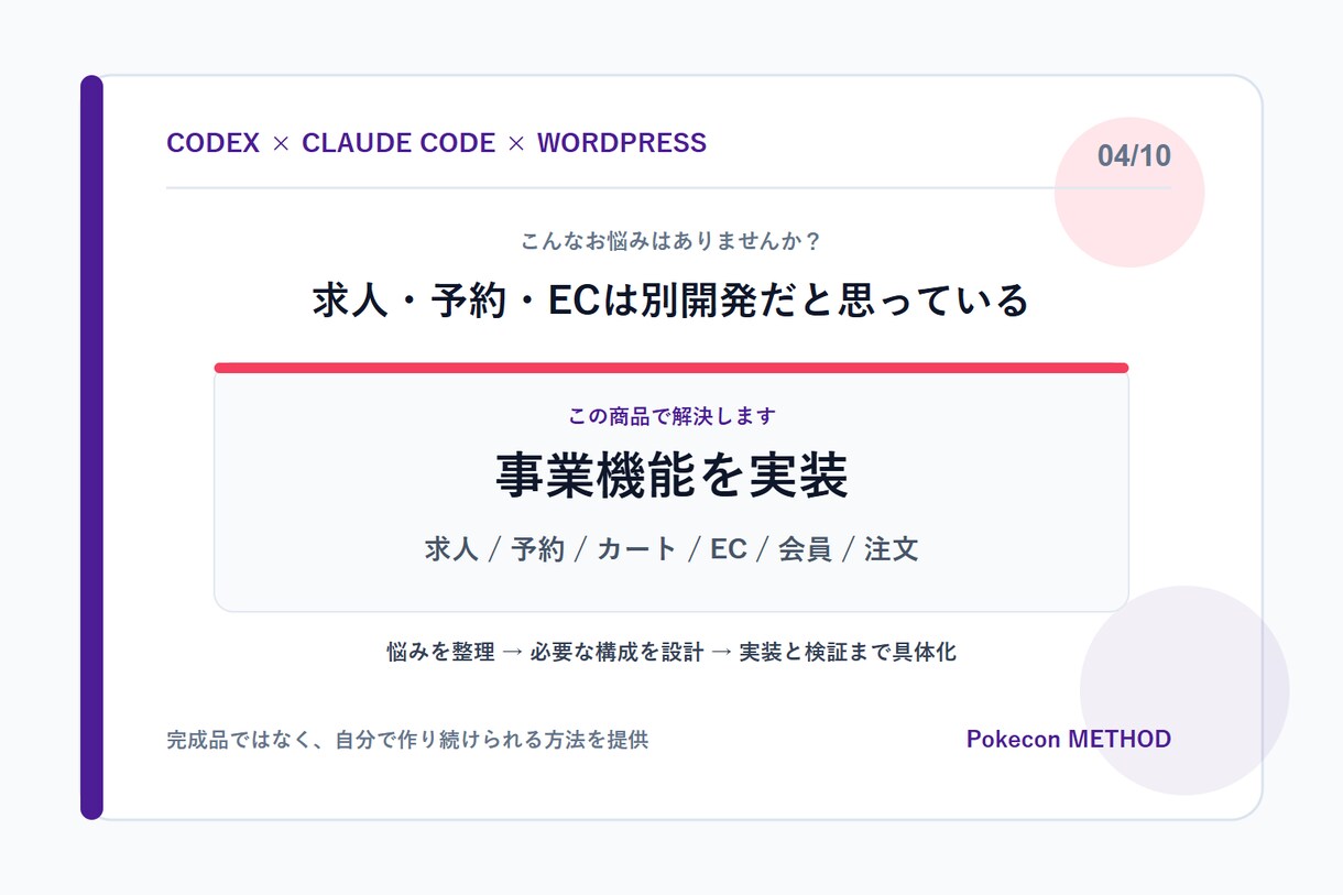 AIでどんなサイトも自分で作れるようにします 求人・予約・EC・会員まで会話だけで自由に構築 イメージ4