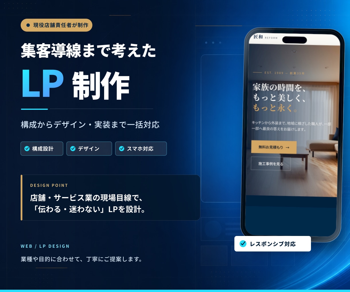 スマホ対応の高品質なLPを制作します デザインから公開まで、まとめておまかせください イメージ1