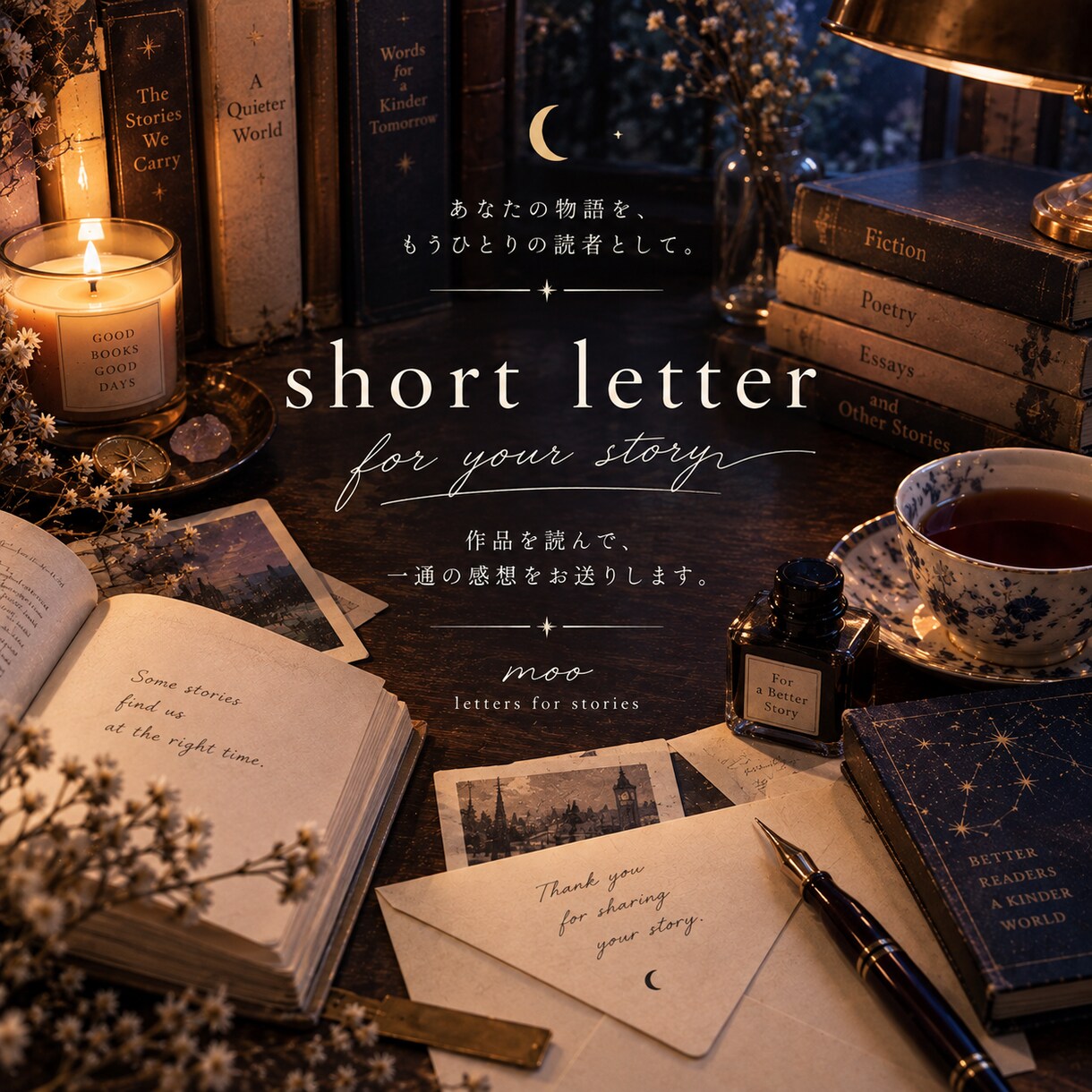 あなたの小説へ、読者からの“お手紙”を届けます あなたの物語をひとりの読者として。一通の手紙のような感想を。 イメージ1
