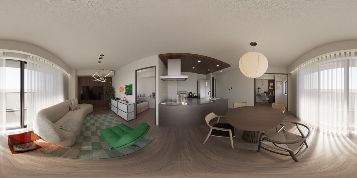 360°室内パノラマCGを作成します 360°パノラマCGで魅力的な室内を体験できるサービスです。 イメージ1