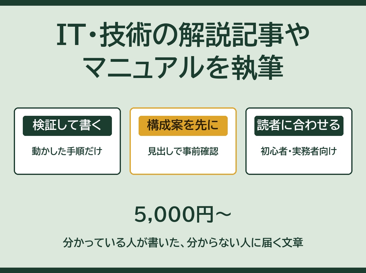 IT・技術の解説記事やマニュアルを執筆します 技術記事の公開実績あり┃わかりやすさ重視 イメージ1