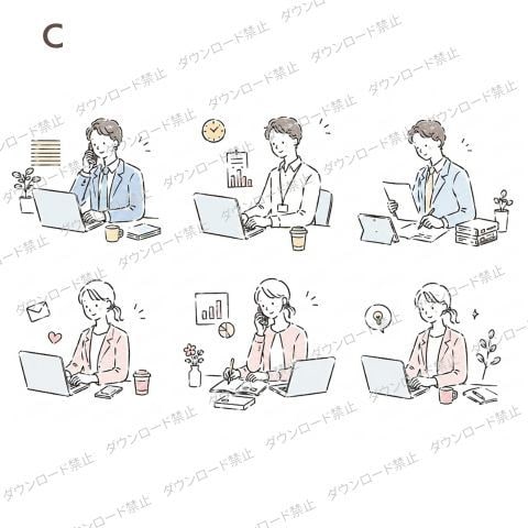 パパ・ママ・働くアイコンイラスト販売してます 働くパパ・ママ・家事のイラスト（ふんわり）人物、SNSにも イメージ3