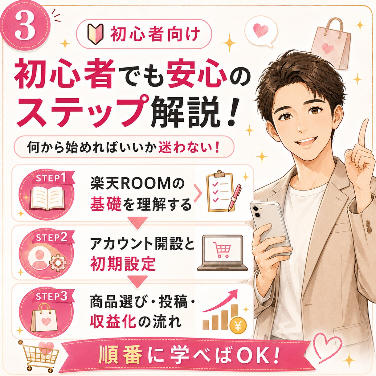 楽天ROOM初心者向け講座｜優しく丁寧に解説します 基礎的なところから商品選びなど。1か月徹底サポートします イメージ3