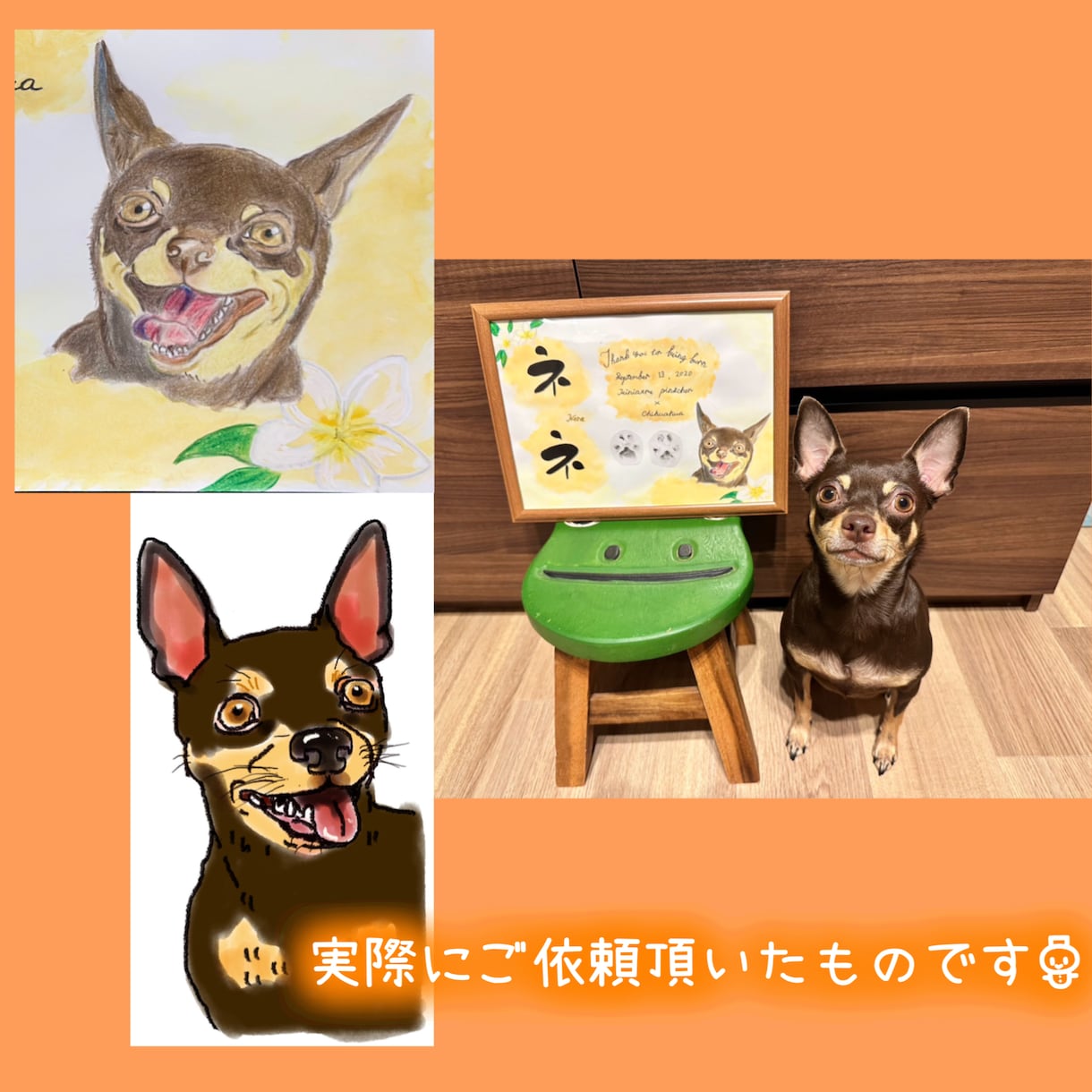 世界に一つだけの(うちの子似顔絵)を描きます 選べるサービス＊命名書＊プレゼントに＊お空に行ったペットへ イメージ6