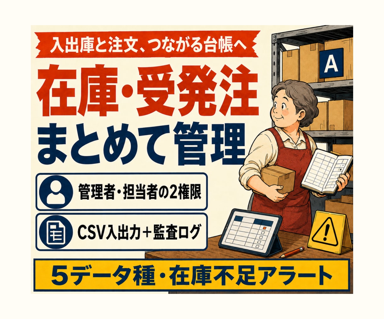 在庫・受発注管理Webシステムを開発します 2権限で商品在庫受発注を一元管理する業務システム イメージ1