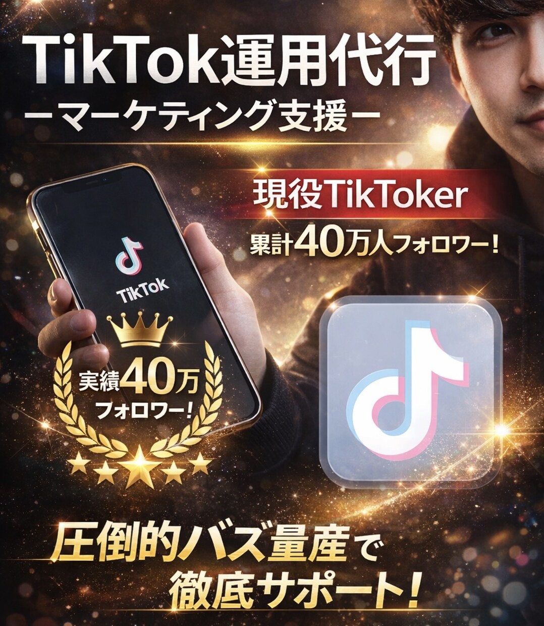現役40万人超えTikTokerが運用代行します 平均再生数100万超えの現役TikTokerが運用 イメージ1