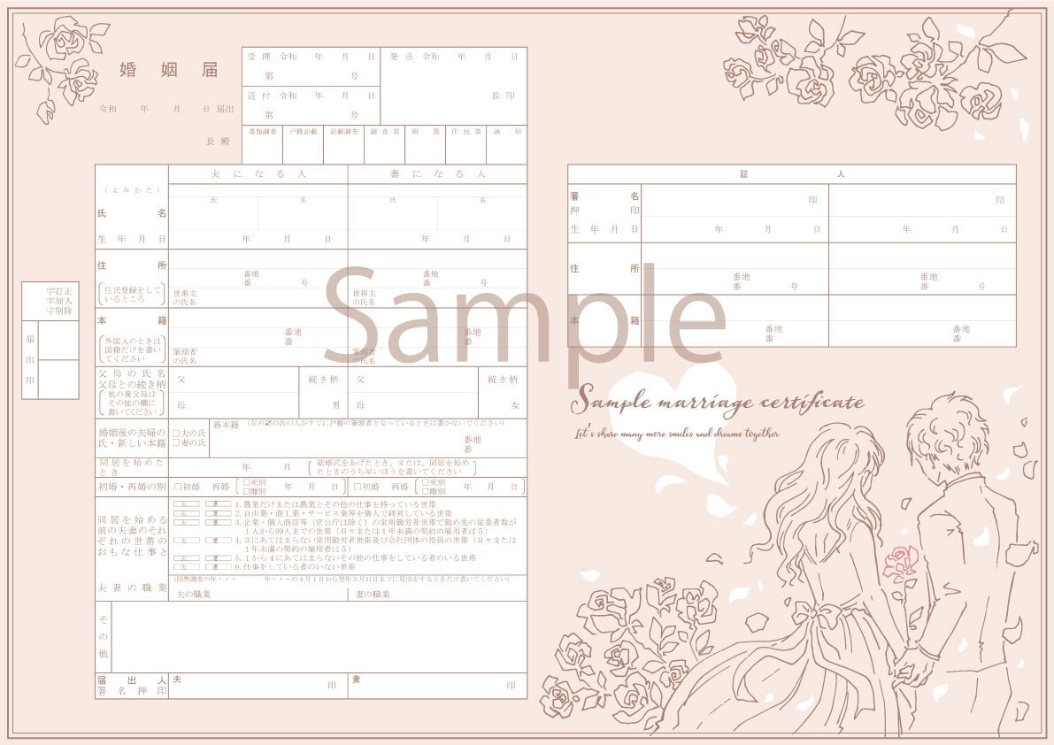 要望たっぷり詰め込んだオリジナルの婚姻届け作ります イラスト、写真加工、何でもOK!1から想いをお聞かせください イメージ2