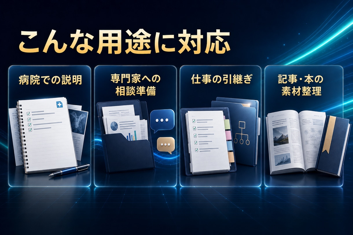 大量のメモ・PDFを使える資料に整理します バラバラな情報を、ひと目で伝わる資料へ整えます イメージ3