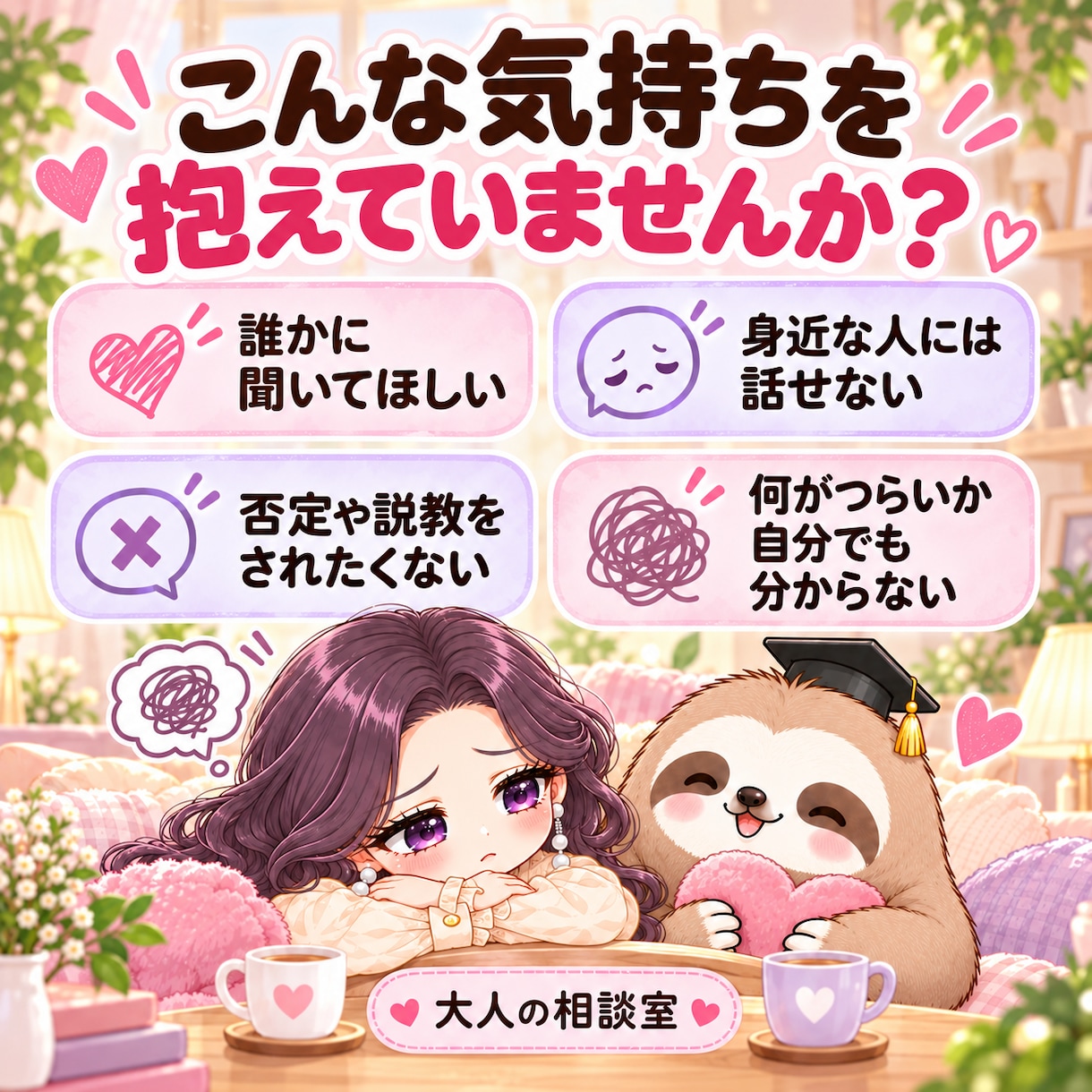 誰にも言えない恋愛の悩みを優しくお聞きします まとまらない気持ちも否定せず、そのまま受け止めます イメージ2