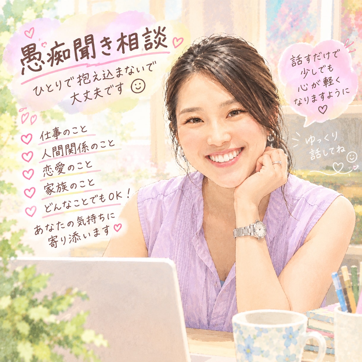 いつも頭中がうるさいあなたのお話お聞きます 30代後半・0歳娘を子育て中。気軽な女友達感覚でどうぞ！ イメージ1