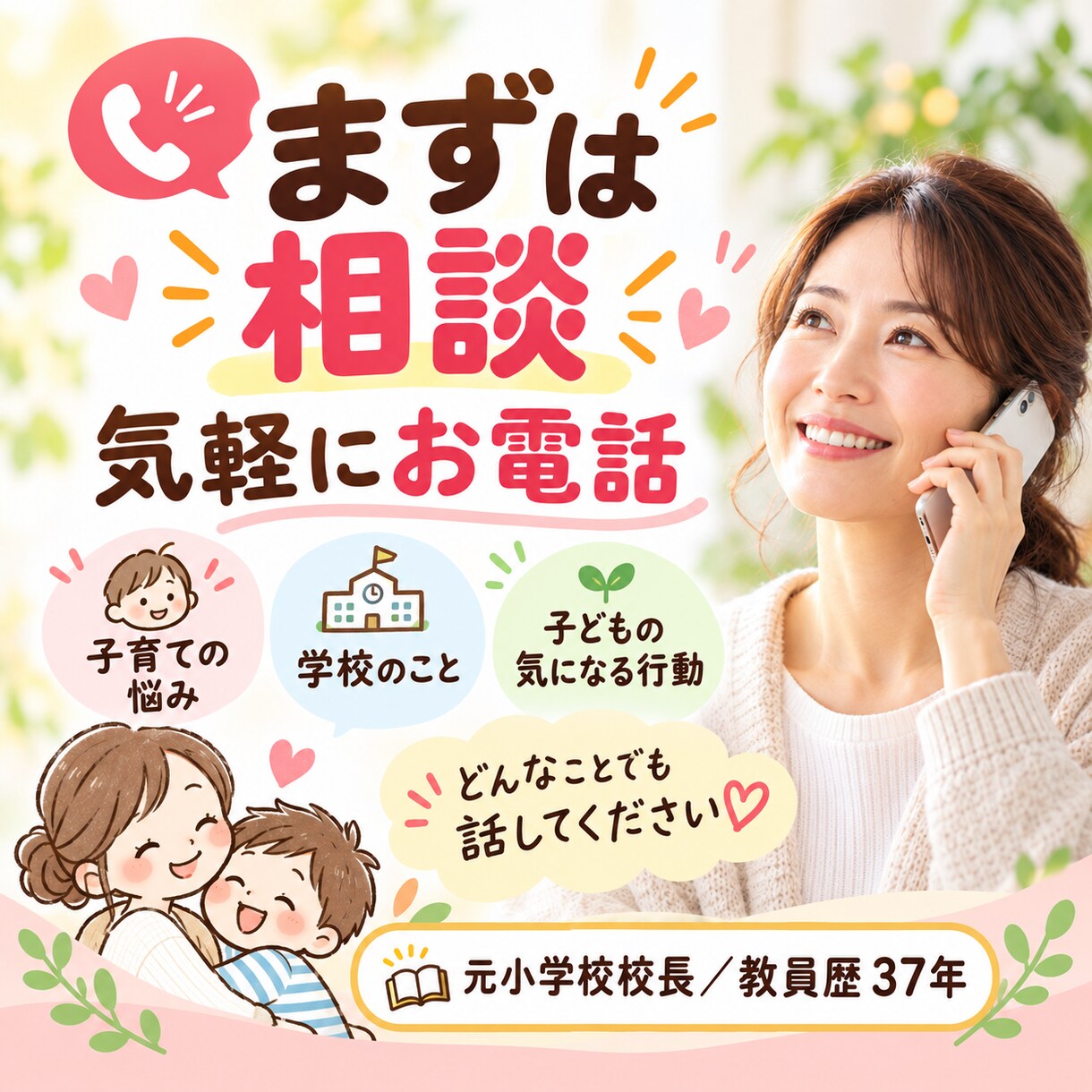 学校での問題行動や、子育て上の悩みに寄り添います 教員歴３７年の元小学校校長と話して、子育ての迷いを軽くします イメージ7