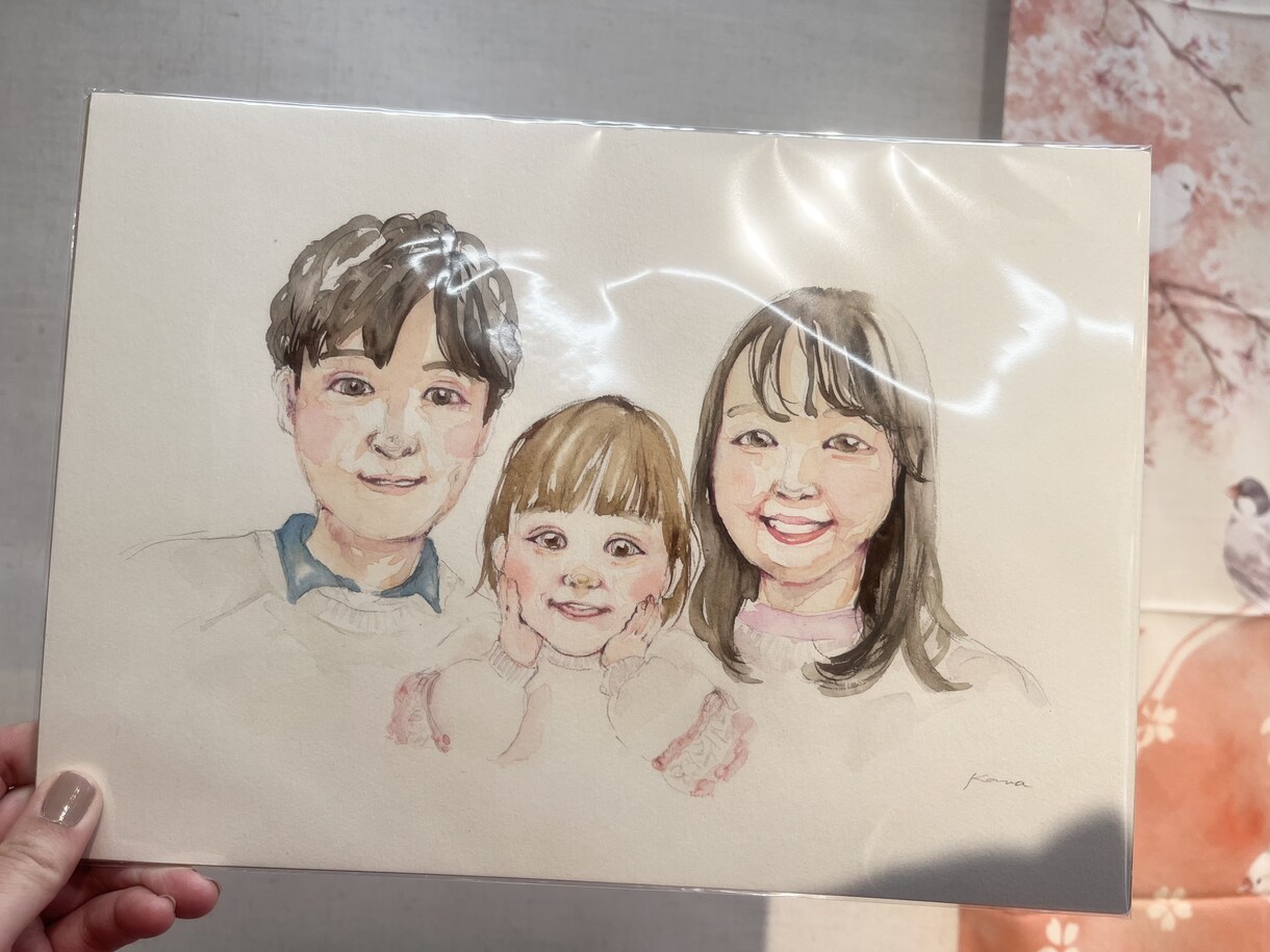 送料込み！手描き水彩原画を2Lサイズで届けます 家族の記念日や大切な方へのプレゼント、ペットとの思い出に！ イメージ8