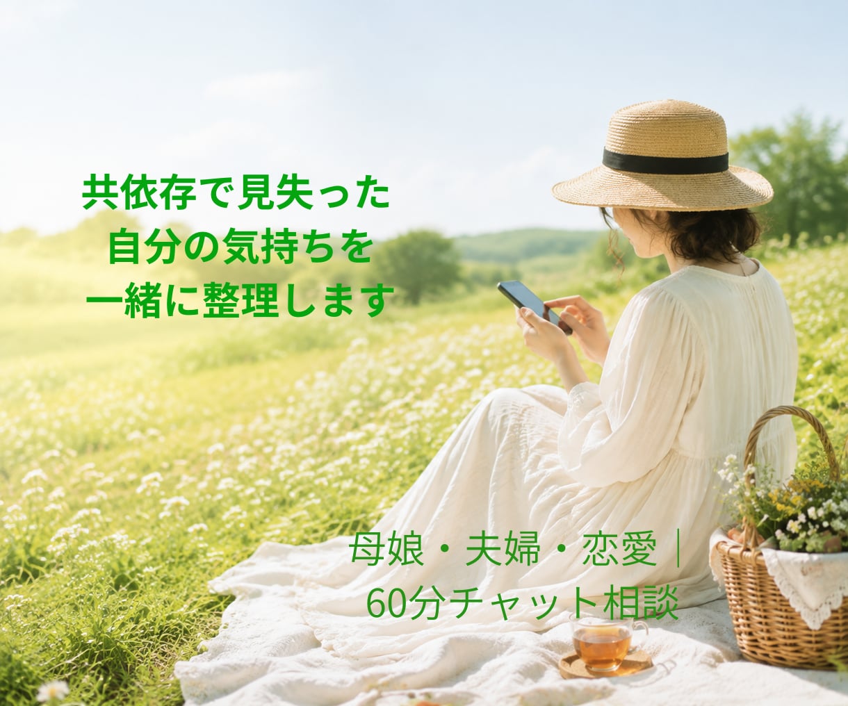 共依存で見失った自分の気持ちを一緒に整理します 母娘・夫婦・恋愛の苦しさを60分のチャットで整理します イメージ1