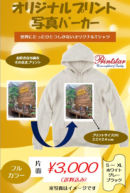 お好きな写真やイラストを簡単にトレーナーに致します コスパNo1★8.4オンス＋プリントサイズA4（送料込み） イメージ1