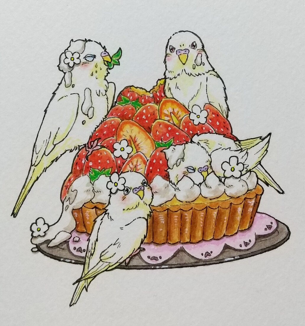 鳥ちゃん限定！お菓子の中でまったり…ペット描きます 鳥の巣に見立てたお菓子に愛鳥たちを乗せませんか？ イメージ2