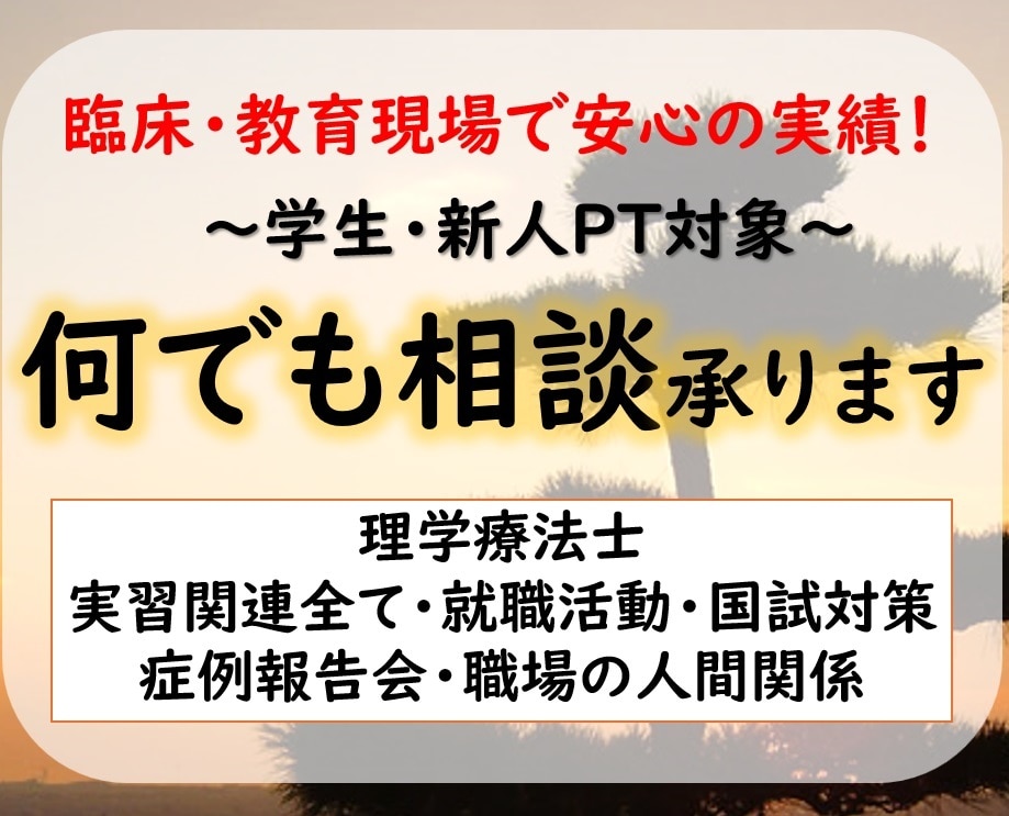 ベテラン理学療法士が学生&新人PTをサポートします 実習・就活・国試・臨床　自信を持って臨めるように不安を解消！ イメージ1