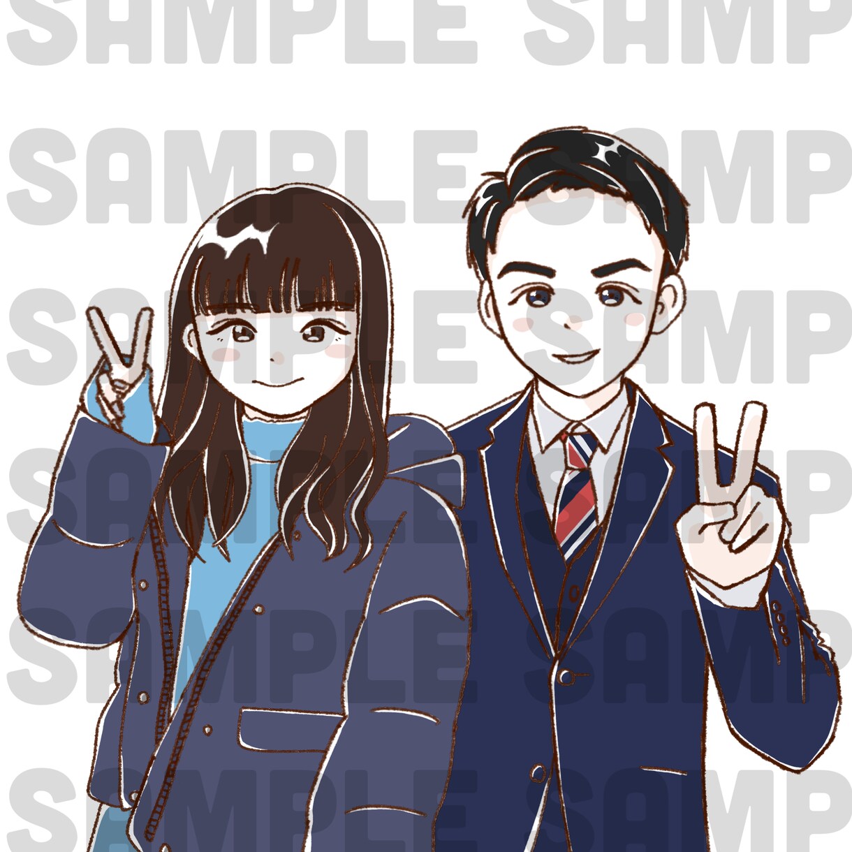 絵柄を選択して頂き、2人組のイラストを描きます 人物＆ペットなどなど…2人組みならなんでもありです♪ イメージ5