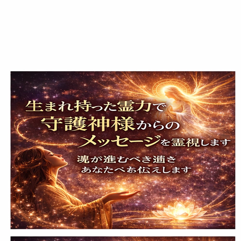 生まれ持った霊力で、守護神様のメッージを霊視します 「魂の人生を歩むために」悩み・不安・迷いを問題解決いたします イメージ1