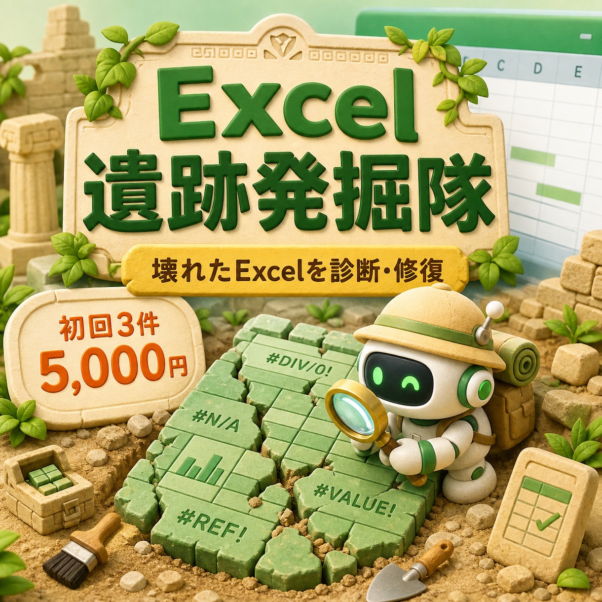 前任者が残した壊れたExcelを診断修復します #REF!・式抜け・参照ズレを変更一覧付きで修復 イメージ1