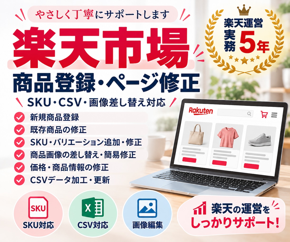 楽天の商品登録・ページ修正を代行します 商品情報・SKU・画像・CSV修正まで対応 イメージ1