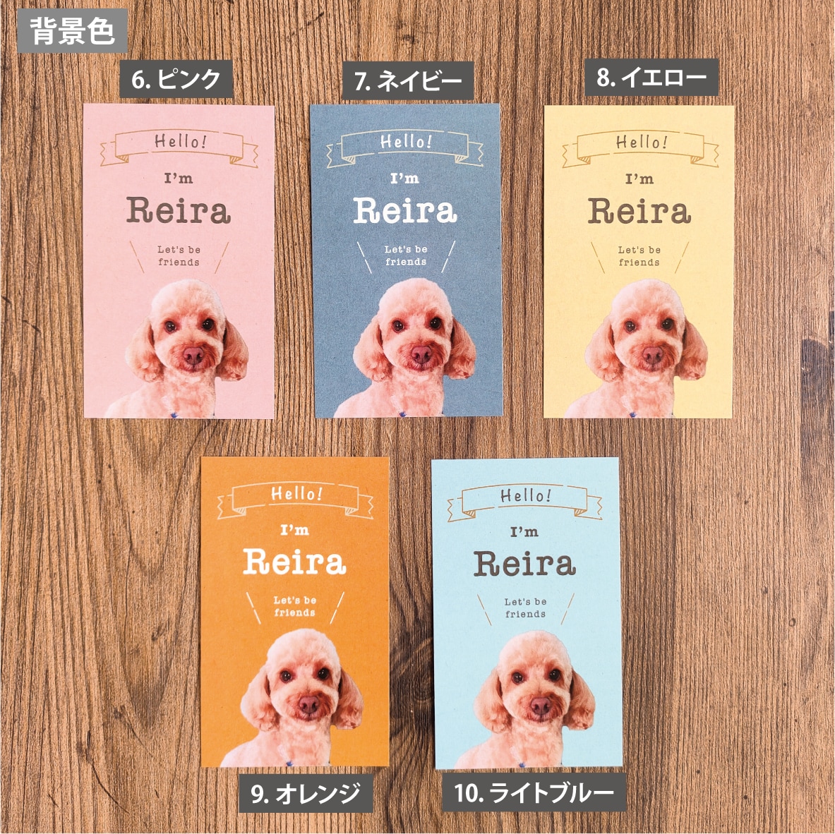 ペット写真入り名刺｜犬猫うちの子名刺制作します スマホ撮影OK! 色と書体が選べるセミオーダー100枚送料込 イメージ6