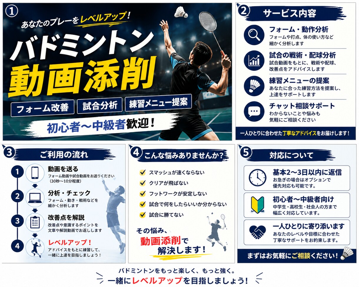 試合で勝たせます バドミントンの技術や身体の使い方を知り、試合で勝とう イメージ1