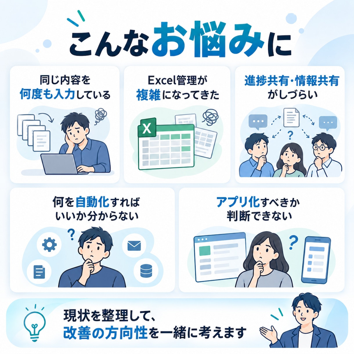 業務のムダを整理し効率化の方法をご提案します Excel・自動化・アプリ化まで必要な方法を整理します イメージ2