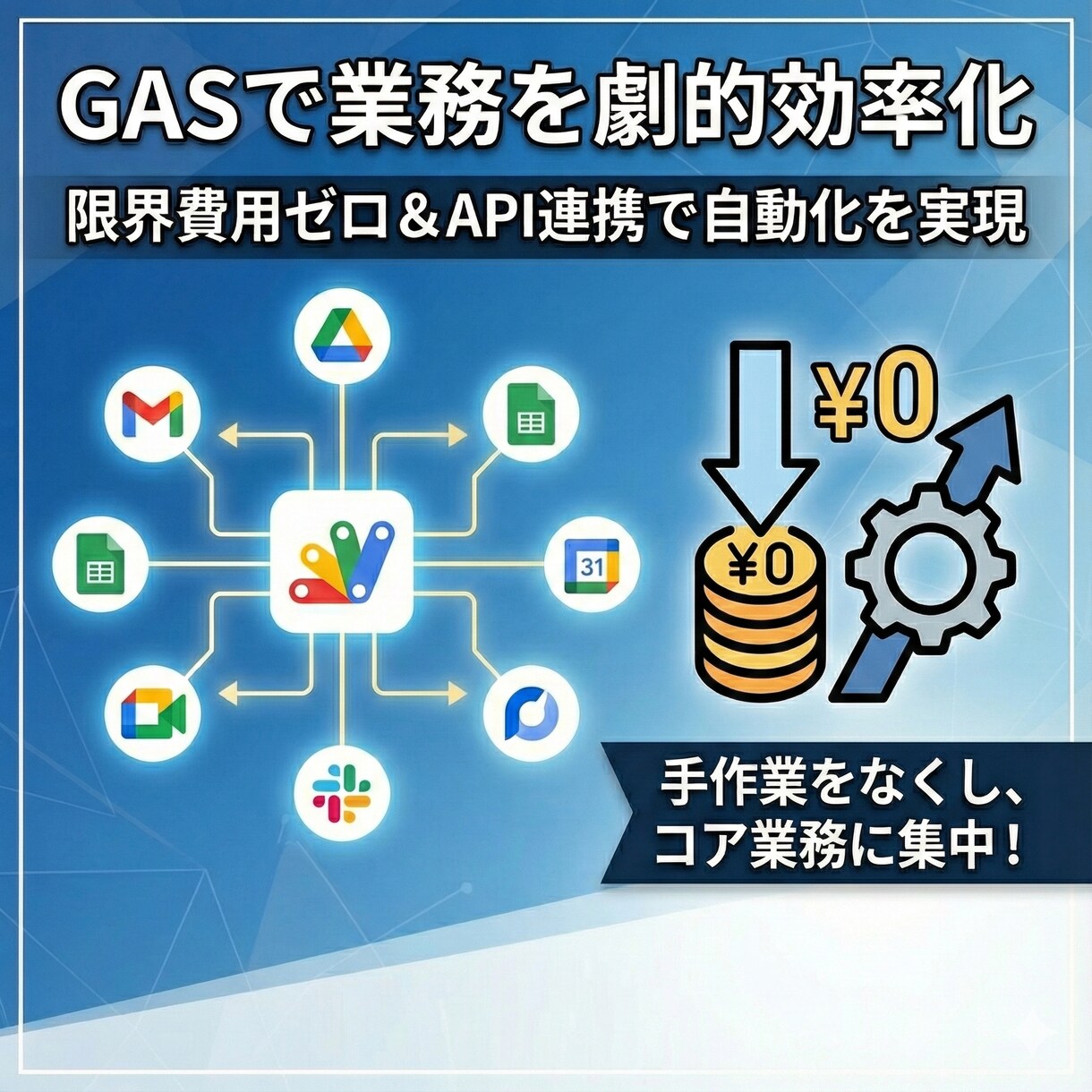 GAS活用で限界費用最小化の業務効率化を実現します 業務Saas出身者による業務自動化、AI連携、API連携 イメージ1