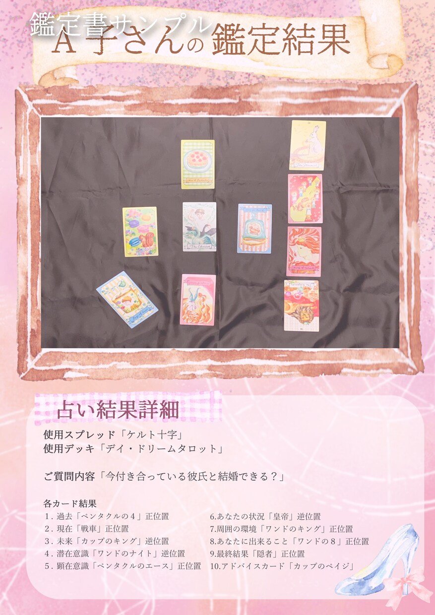 恋愛のお悩みタロットで占います 恋のお悩みをタロットで占い、結果をPDFで送ります！ イメージ6