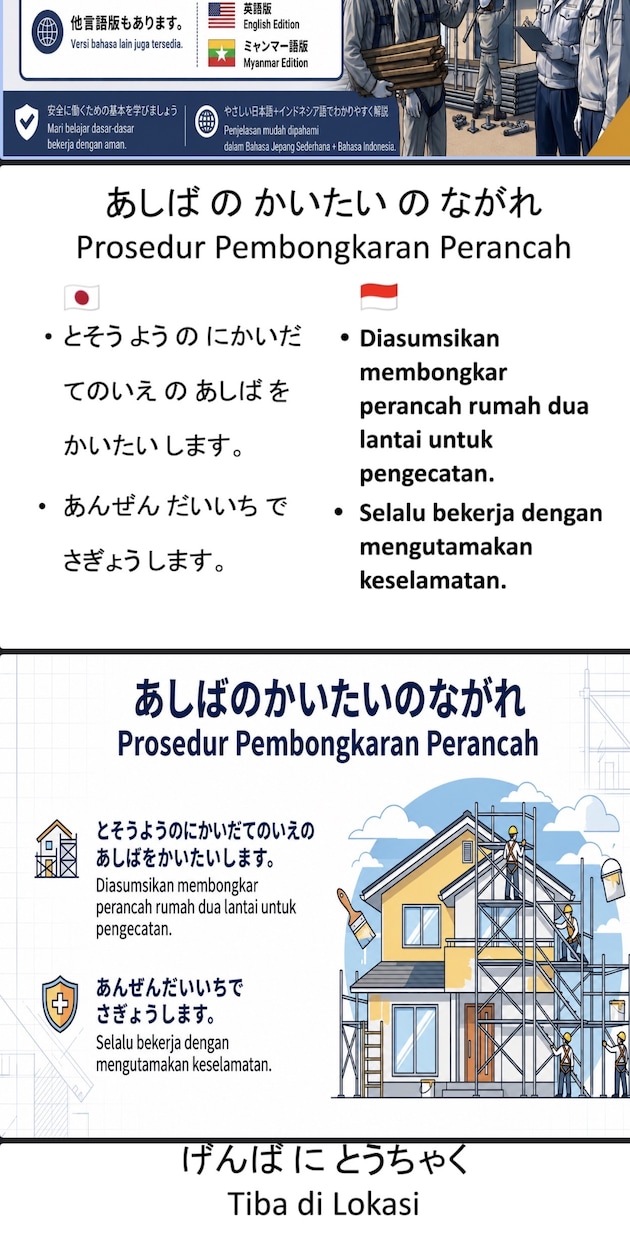 外国人向けの足場の教科書を販売します 現場経験20年作成 外国人向け足場教育5冊 インドネシア語版 イメージ8