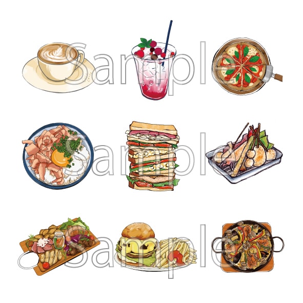 お洒落な料理のイラストを作成します カフェごはんイラストでメニューを華やかに◎【商用利用可】 イメージ3