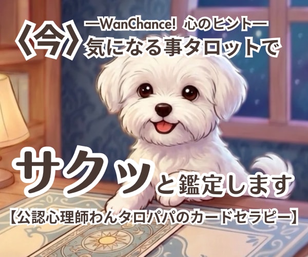 今、気になる事 タロットでサクッと鑑定します 《公認心理師わんタロパパ》WanChance!心のヒント イメージ1
