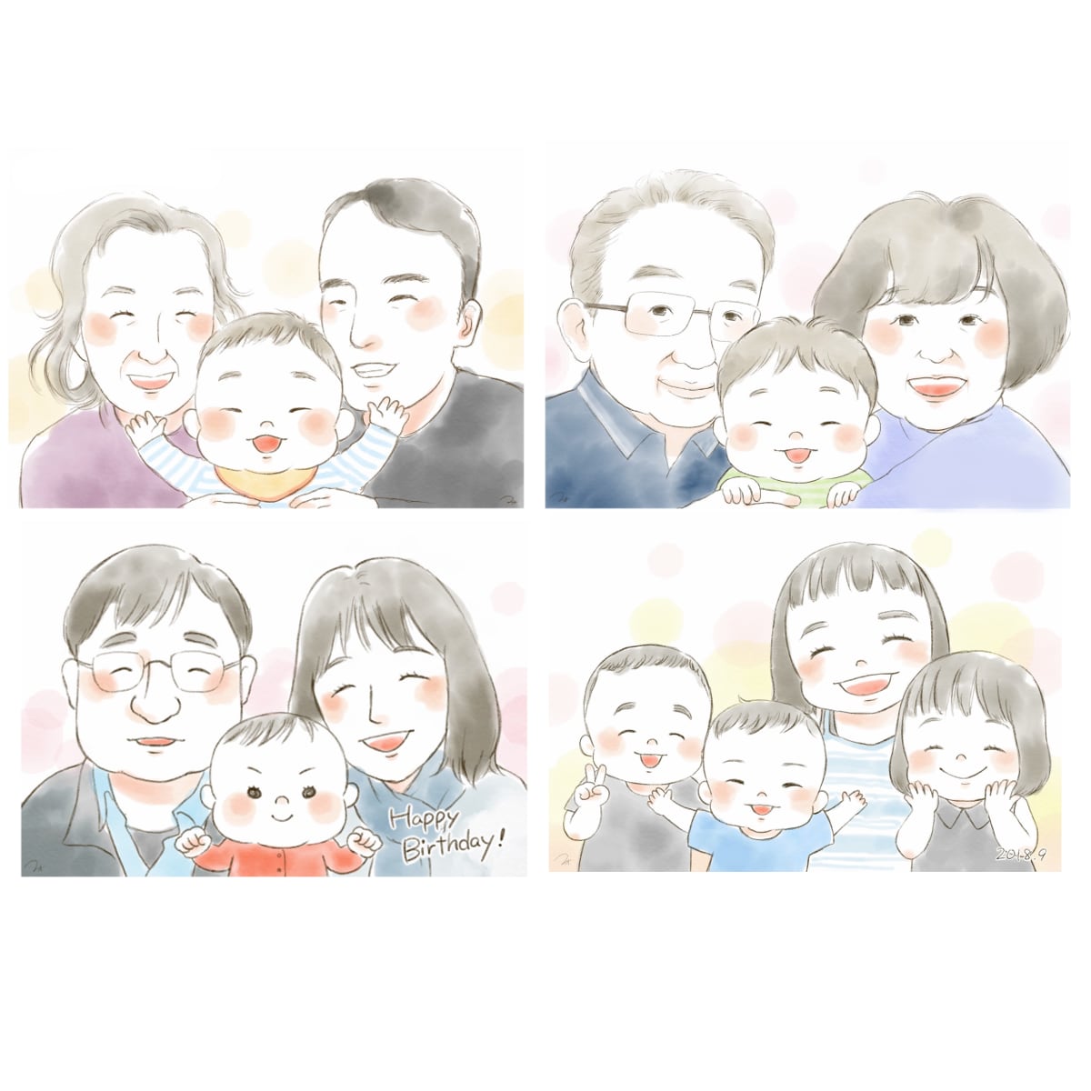 ふんわりやさしい水彩画タッチの似顔絵描きます 印刷して飾れる♪プレゼントや記念日のお祝いに♪ イメージ4