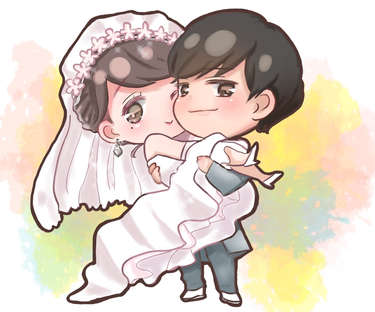 結婚式・記念日に♪似顔絵ちびキャラ作成します バレンタインや誕生日のギフトに☆イラストで思い出を彩ります♪ イメージ2