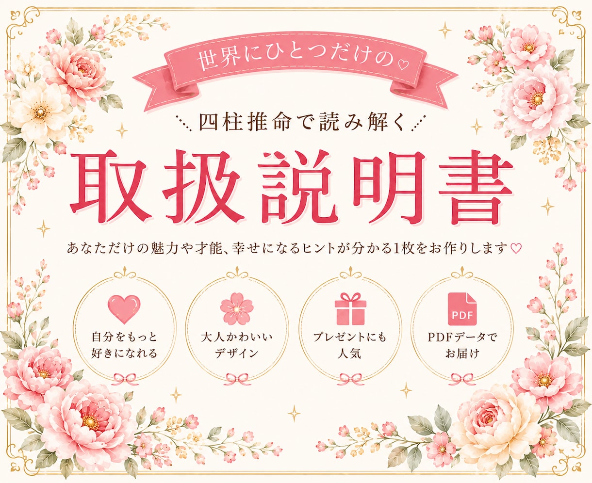 四柱推命でみたあなたの魅力で取扱説明書を作成します 見た目からかわいい♡大切な人にも贈りたい1枚 イメージ1
