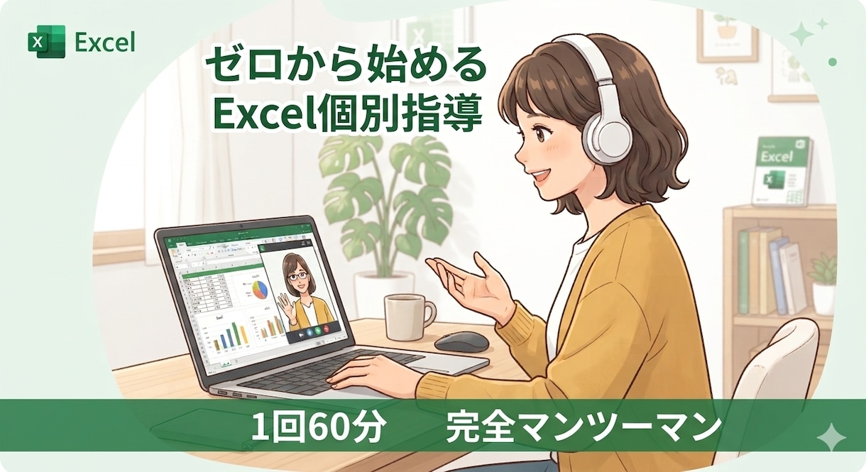 苦手克服！Excel個別でオンラインサポートします 「置いてきぼり」は一切なし！やさしいオンライン個別レッスン イメージ1