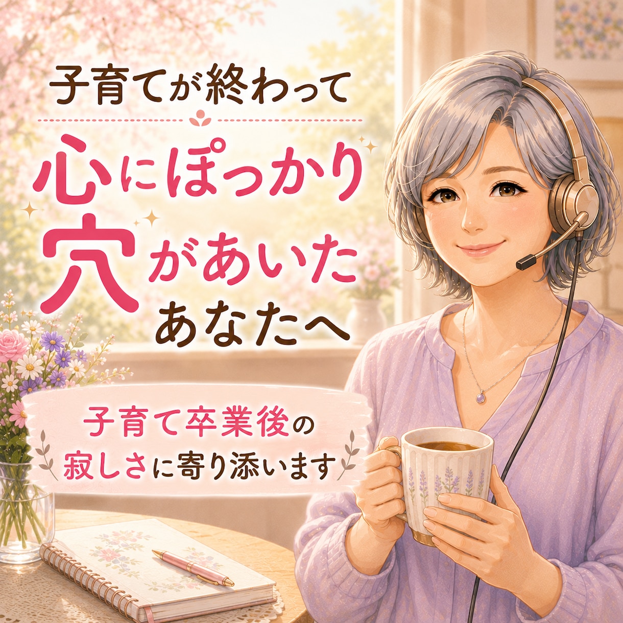寂しい誰かに話したい、その気持ちをお聞きします 子育てを終えた方、終えようとしてる方の女性向けのサービスです イメージ5