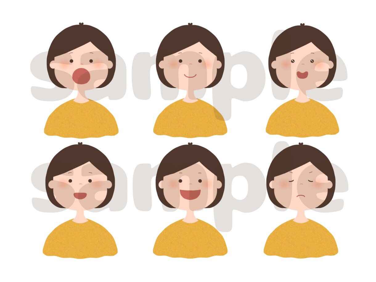 シンプルでかわいいイラスト作成します 服装、髪型、表情等の希望に応じます！3回まで修正無料です！ イメージ6