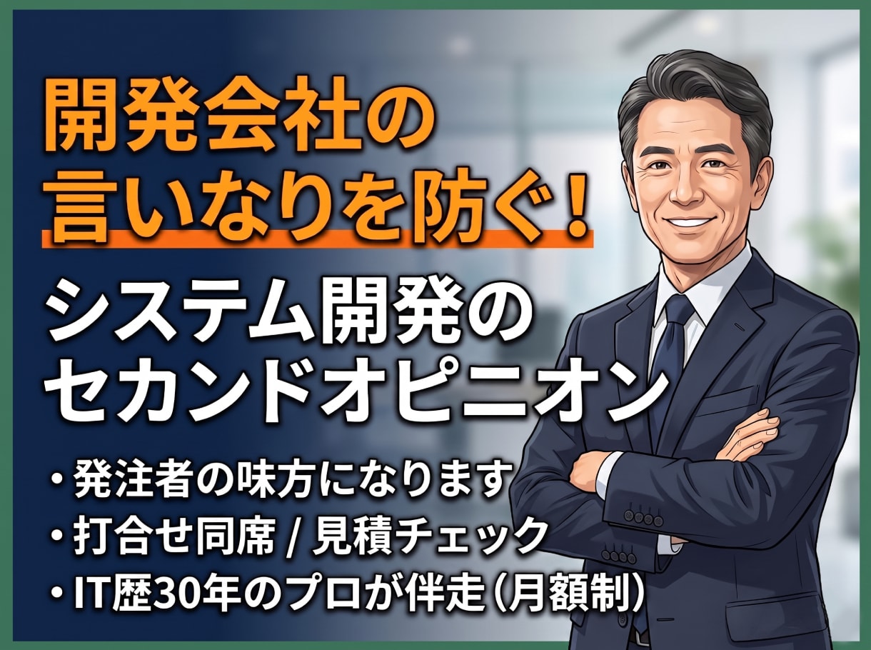 開発のセカンドオピニオン！発注者の味方になります PM経験豊富なベテランが、業者との間に入り伴走サポート！ イメージ1
